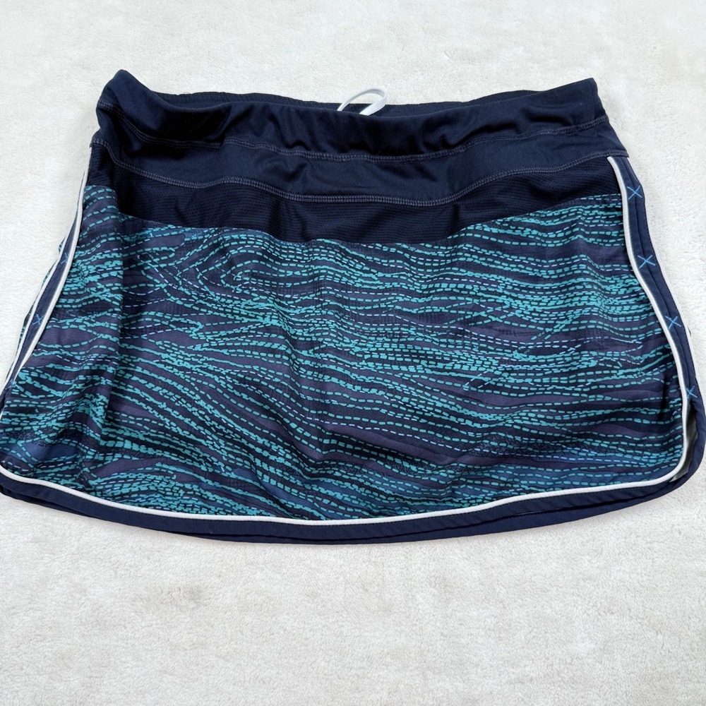 Athleta Women Size 6 Navy Teal Abstract Print Athletic Running Tennis Skort